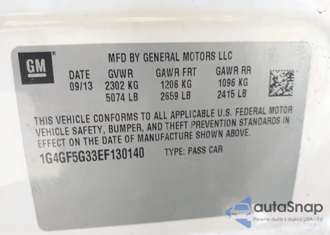 2014 Buick Lacrosse Premium Ii Group from USA, damaged, VIN 1G4GF5G33EF130140